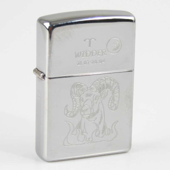 ZIPPO chrom poliert Widder Ha in kleiner Holzbox - 1