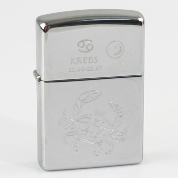 ZIPPO chrom poliert Krebs Ha in kleiner Holzbox - 1