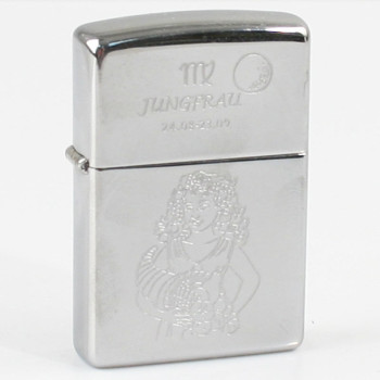ZIPPO chrom poliert Jungfrau Ha in kleiner Holzbox - 1