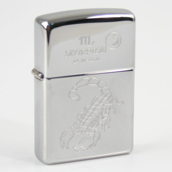 ZIPPO chrom poliert Skorpion Ha in kleiner Holzbox - 1