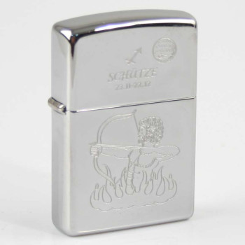 ZIPPO chrom poliert Schütze Ha in kleiner Holzbox - 1