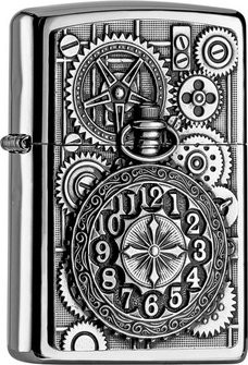 ZIPPO chrom pol. Plakette "Pocket Watch" 2004742 - 1